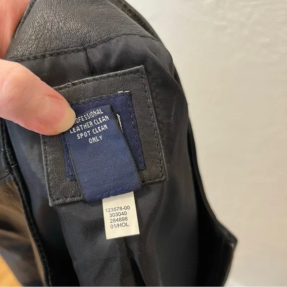 Vintage Gap Small Moto Jacket 100% Genuine Leather Black S Y2K - Picture 13 of 14